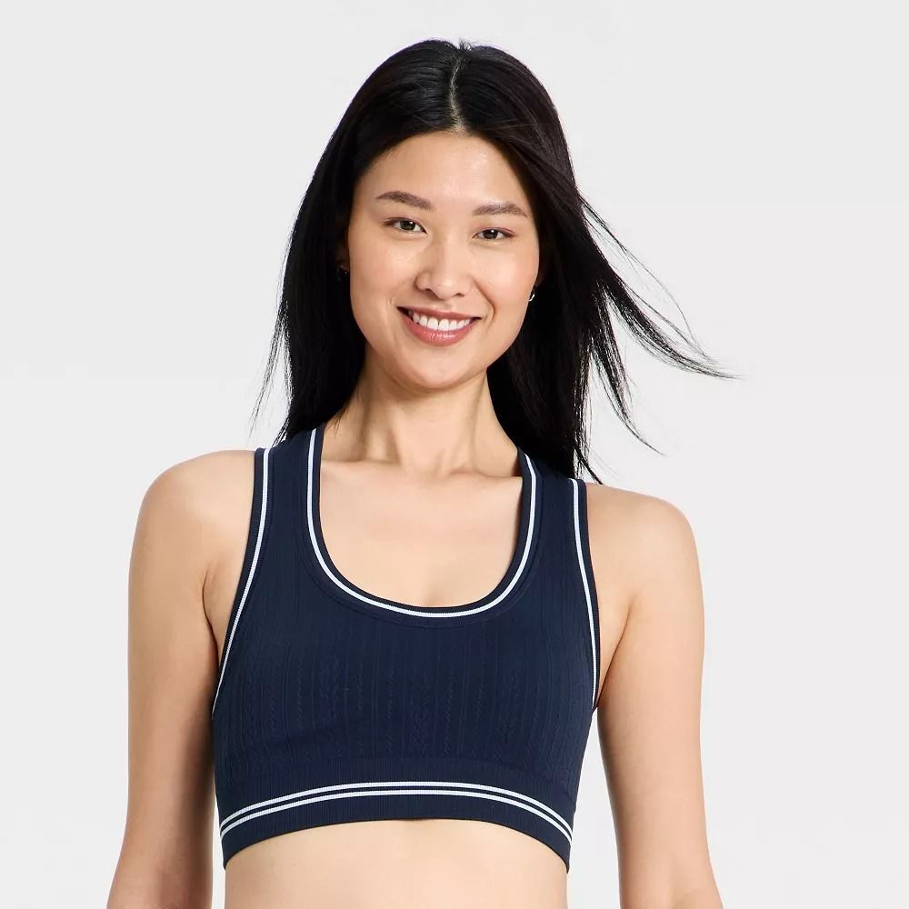 Women's Seamless Cable Knit Racerback Sports Bra - All In Motion Blue XL